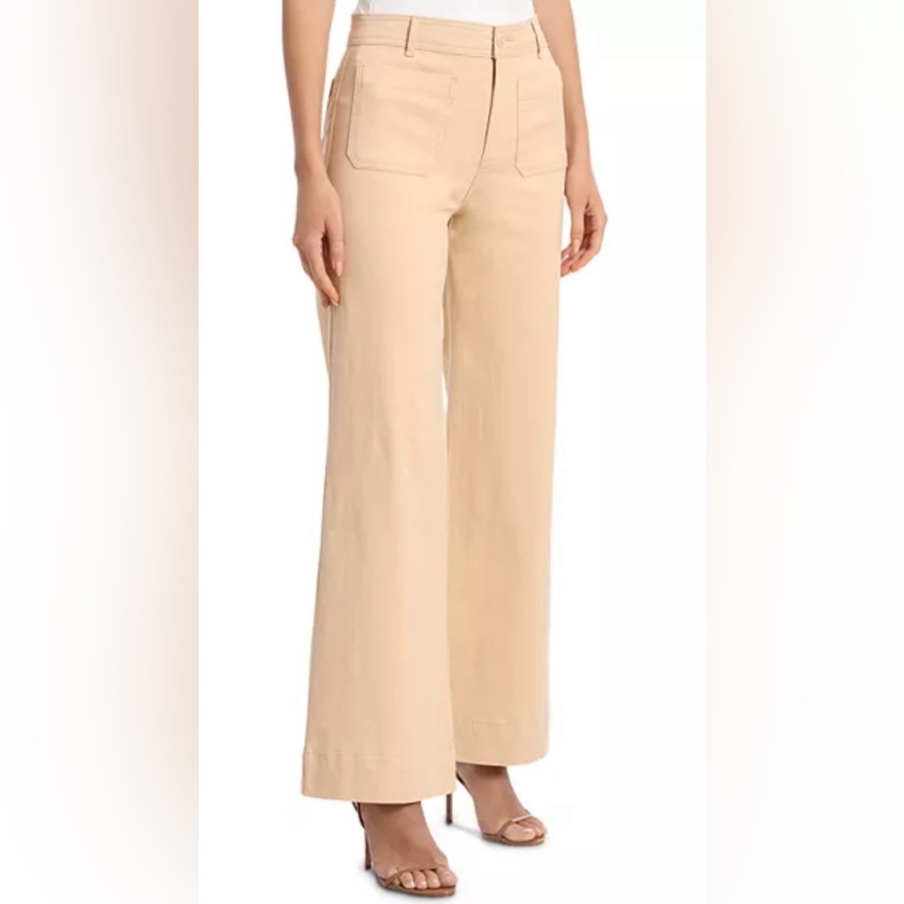 BAGATELLE High Rise Straight Flare Leg Pants Peach Cream Boho Retro Casual Sz 6 - Picture 2 of 11